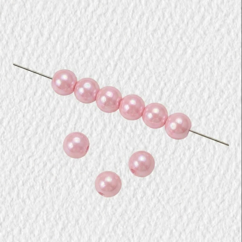 Rose Pink Ceramic Pearl Finish Round Beads for DIY Jewelry Making (10mm / Hole 2.5mm)
