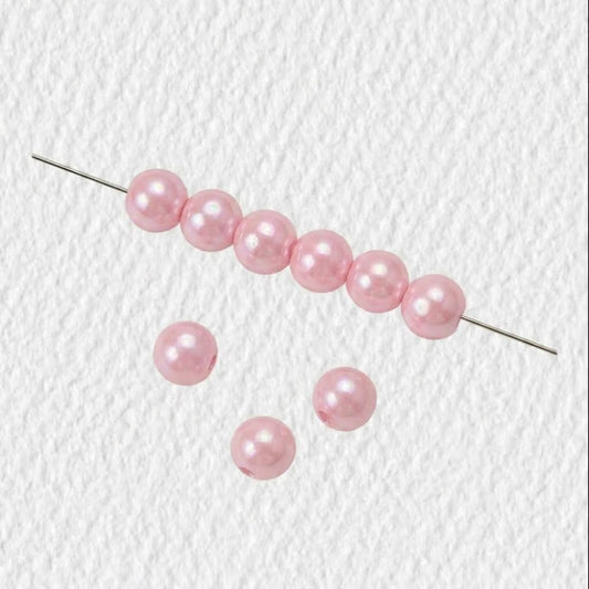 Rose Pink Ceramic Pearl Finish Round Beads for DIY Jewelry Making (8mm / Hole 2.5mm)